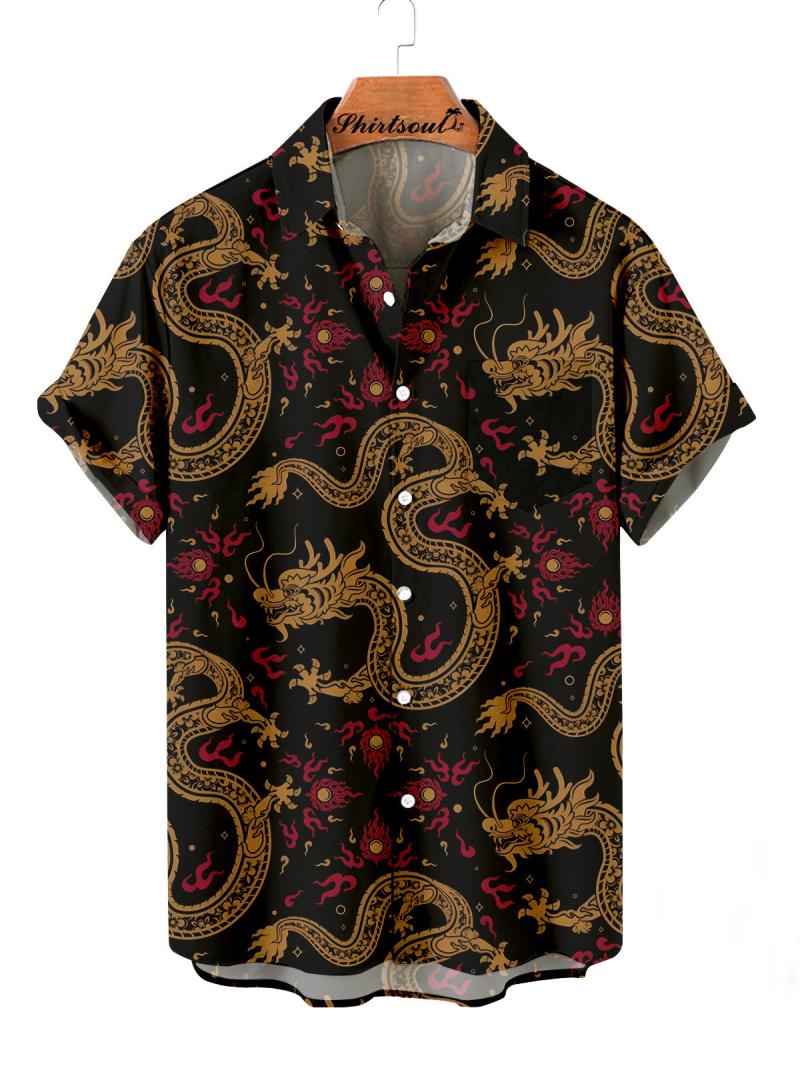 Mens Dragon Relaxed Fit Printed Shirt  |  Shirts Clothing Mens