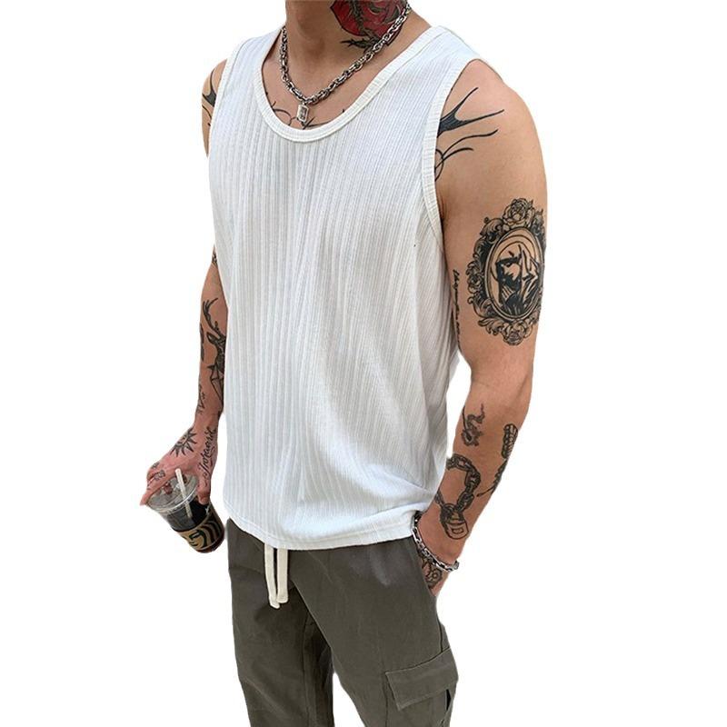 Mens Edwards Ramkull Embroidered Ribbed Vest  |  Ramskull Clothing BLACK