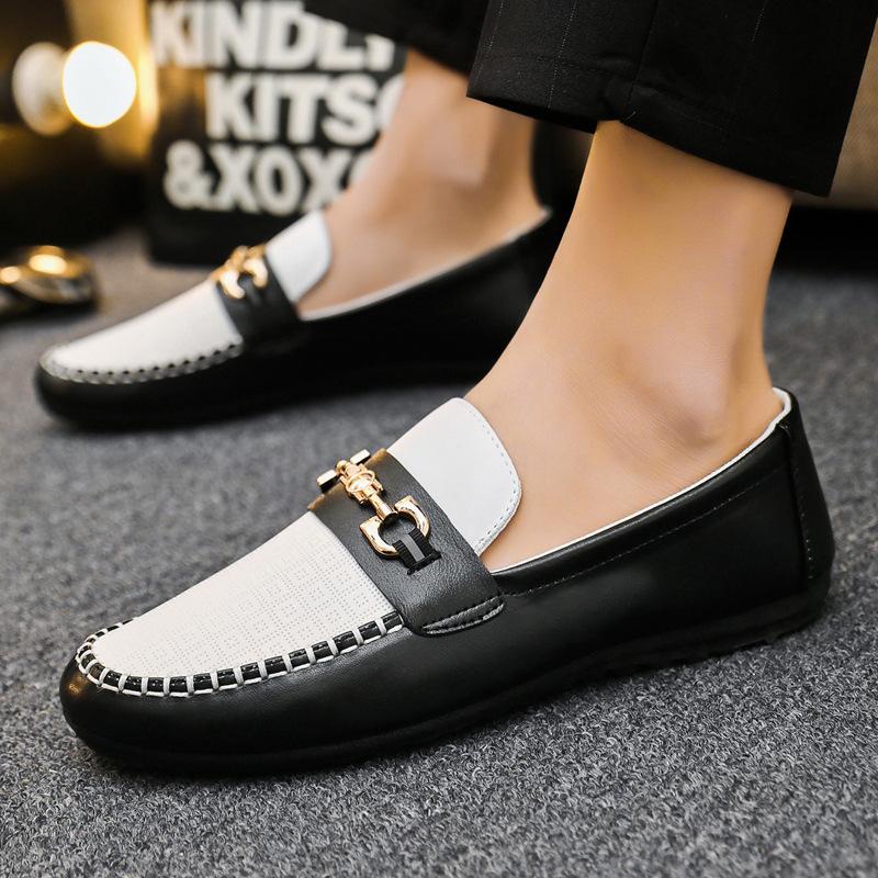 Mens Gibbs Leather Chain Loafers Shoes  |  Shoes Mens BLACK