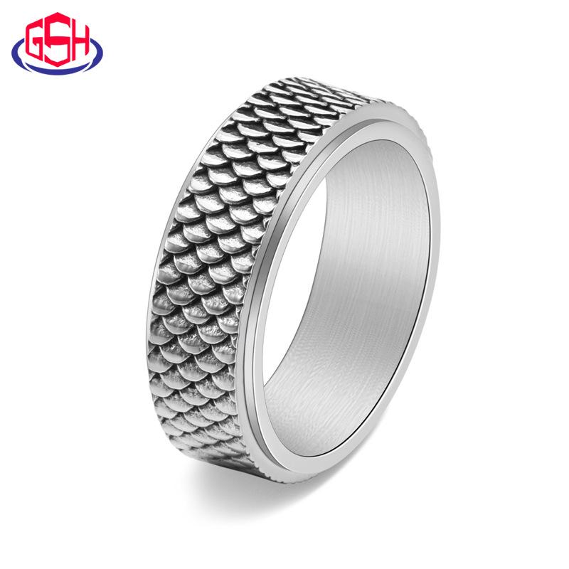 Mens Mars Textured Sterling Silver Ring Set  |  Jewelry Accessories Jewelry