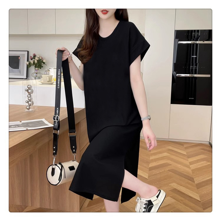 Womens Anna Crew Neck Short Sleeve Maxi Dress  |  Dresses Clothing BLACK