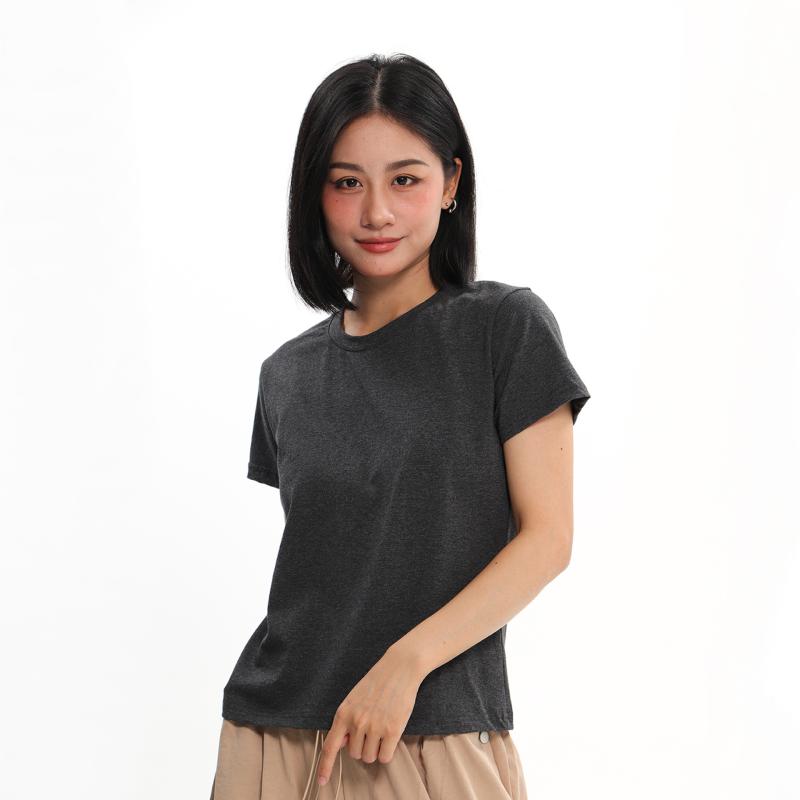 Womens Anna Crew Neck Short Sleeve T-Shirt  |  Tops & Shirts Basics Acid Washed Black