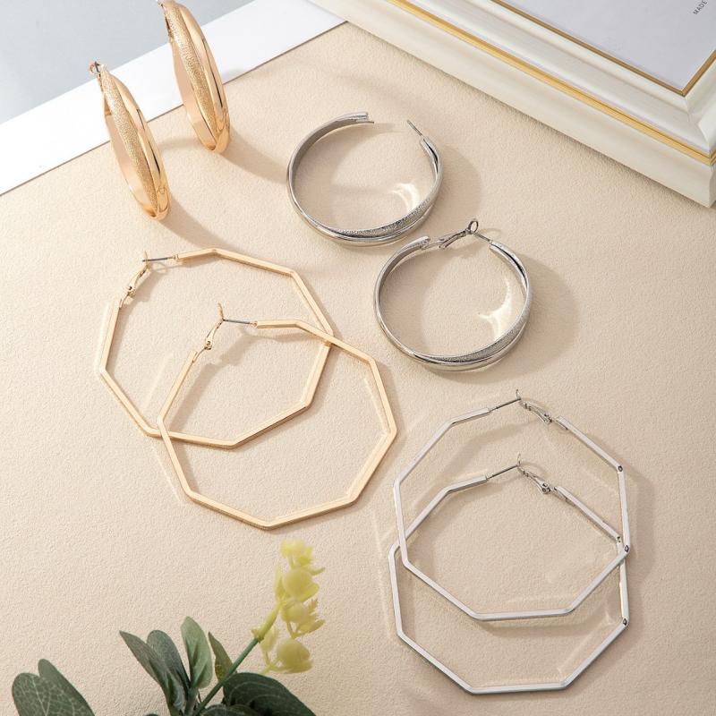 Womens Astrid Large Hexagon Hoop Earrings  |  Jewelry Accessories GOLD