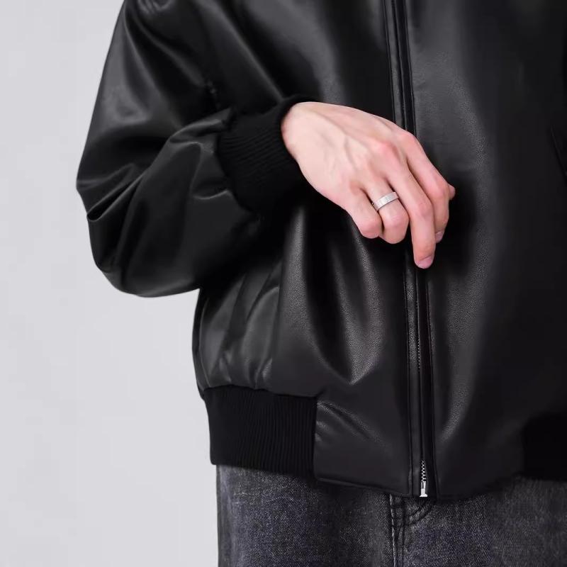 Womens Belle Oversized Leather Bomber Jacket  |  Leather Jackets Clothing BLACK