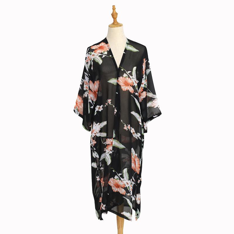 Womens Carine Longline Printed Kimono  |  Tops & Shirts Clothing Monica Petal Pink