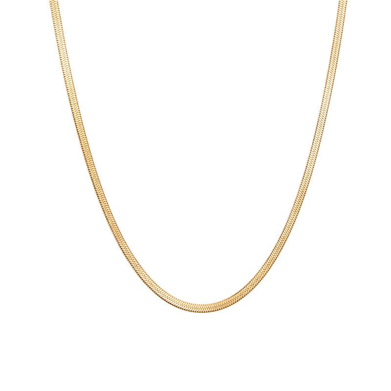 Womens Flat Gold Tone Snake Chain Necklace  |  Jewelry Accessories Jewelry