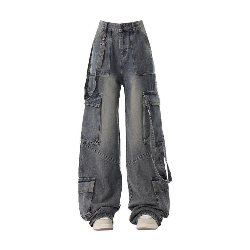 Womens Freda Linen Blend Denim Cargo Pants  |  Jeans & Pants Clothing Anthracite