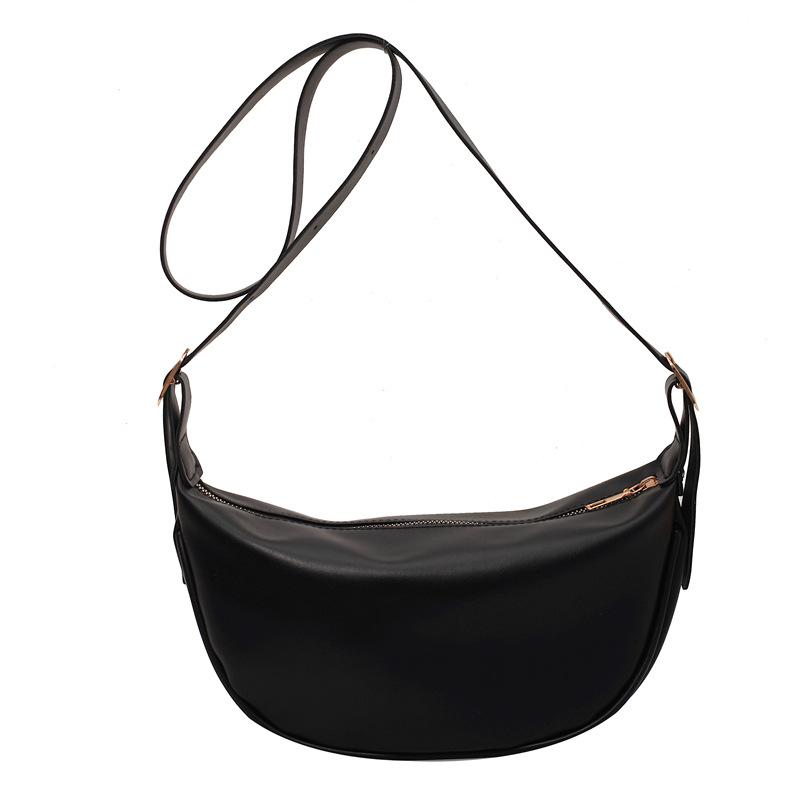 Womens Half Moon Leather Crossbody Bag  |  Handbags Accessories BLACK