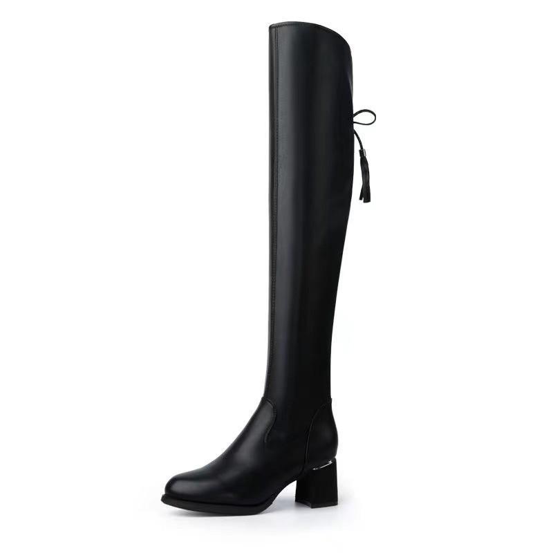 Womens Lara Stretchy Over The Knee Boots  |  Heels Boots BLACK