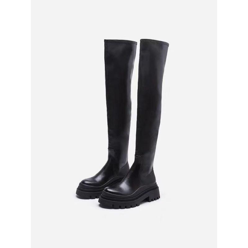 Womens Leona Over The Knee Leather Boots  |  Boots Boots BLACK