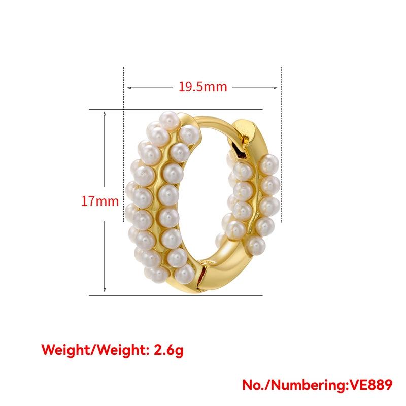 Womens Pearl Beaded Chunky Hoop Earrings  |  Jewelry Accessories Jewelry