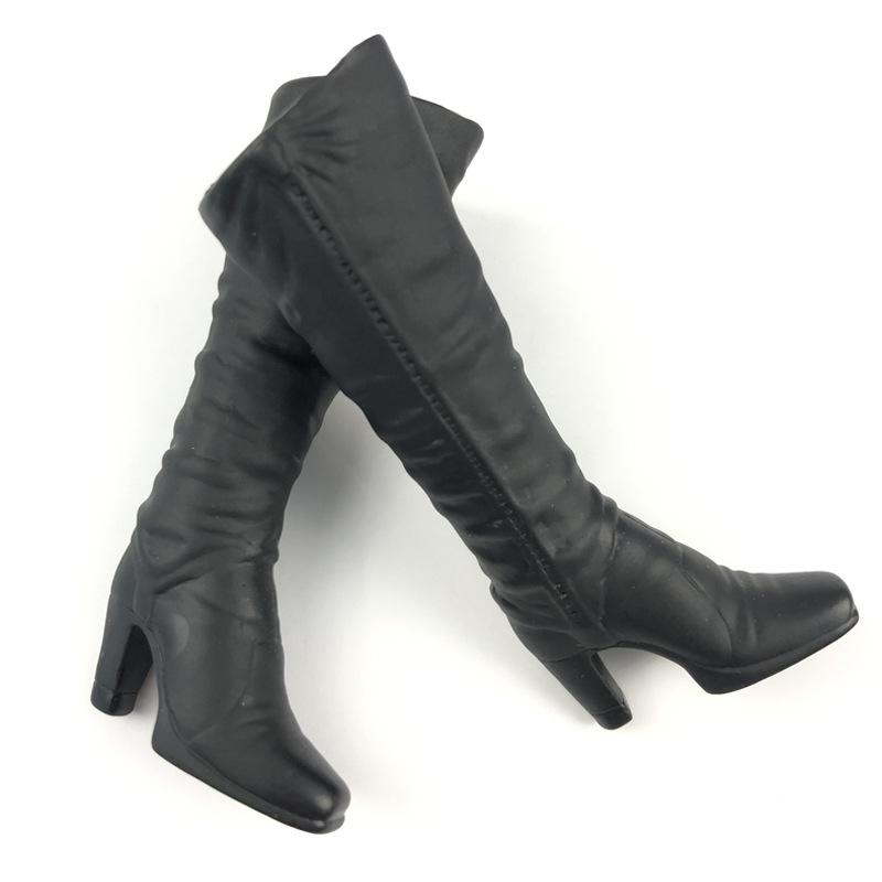 Womens Reina Knee High Pointed Leather Boots  |  Heels Boots BLACK