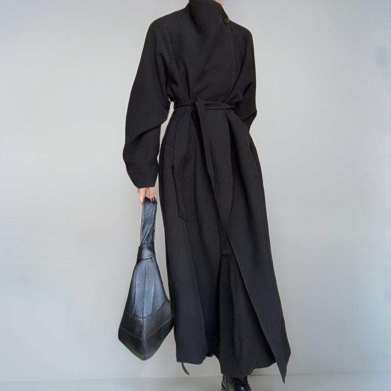 Womens Riley Wrap Around Belted Long Line Coat  |  Jackets & Coats Clothing BLACK