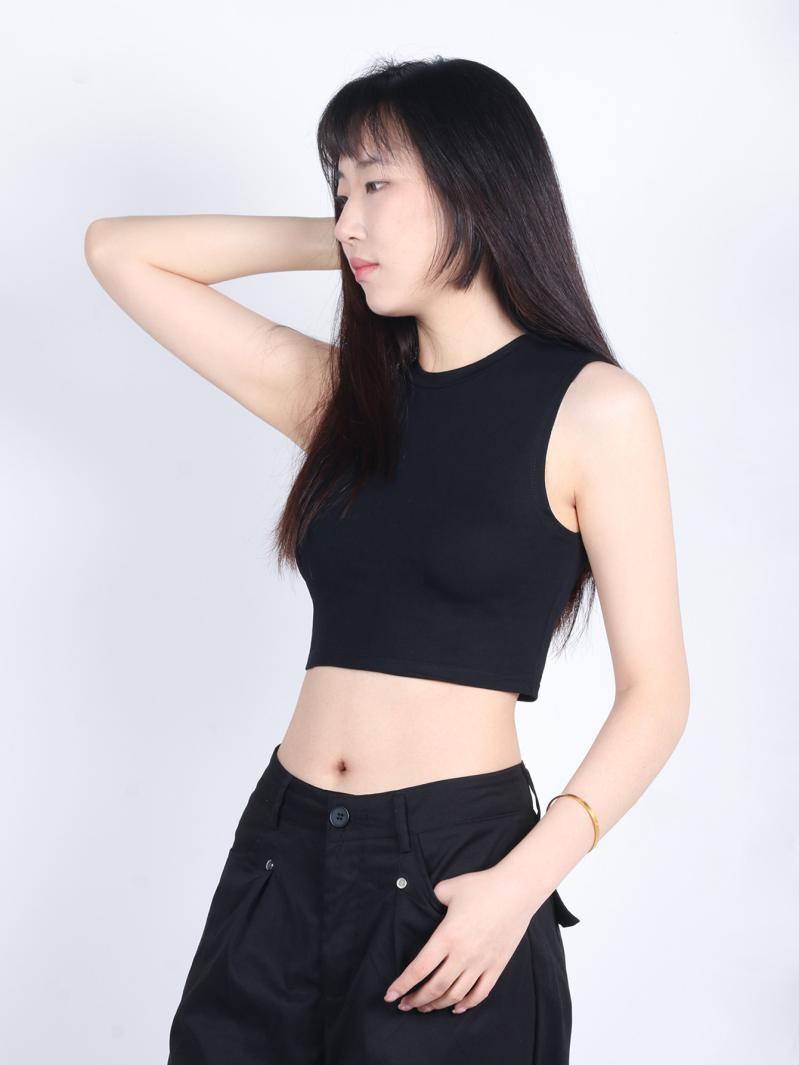 Womens Rina Cropped Sleeveless Tank Top  |  T-Shirts Clothing BLACK