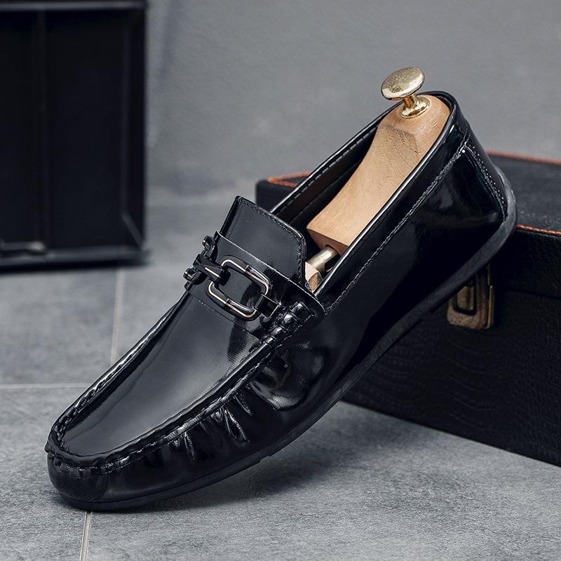 Womens Sapphire Leather Chain Loafer Shoes  |  Flats Flats BLACK