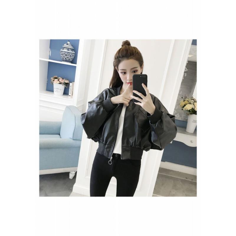 Womens Sofi Drawstring Leather Bomber Jacket  |  Jackets & Coats Clothing BLACK