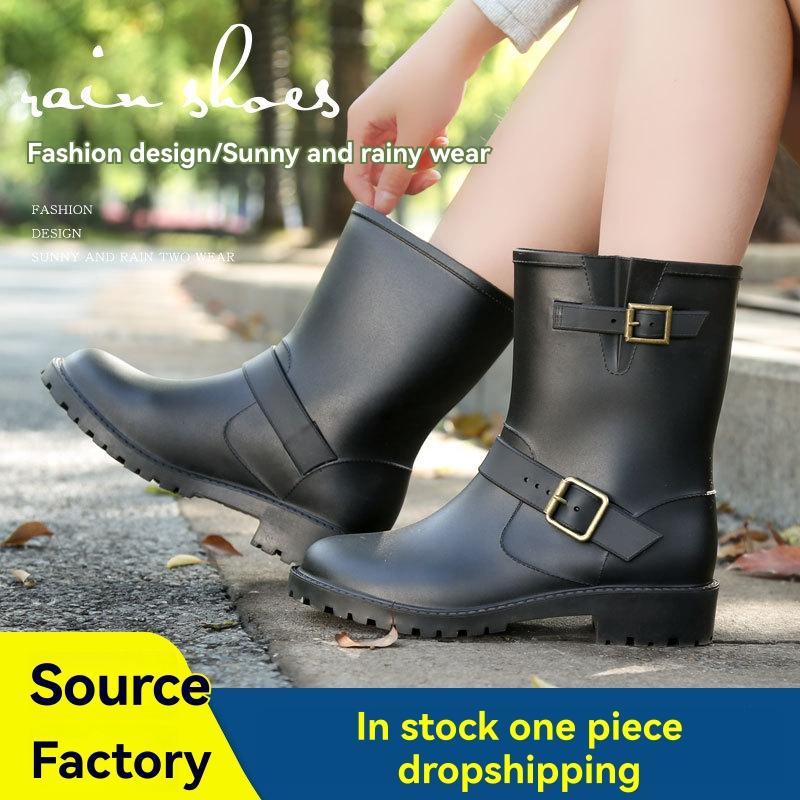 Womens Tay Calf Length Leather Biker Boots  |  Boots Boots BLACK