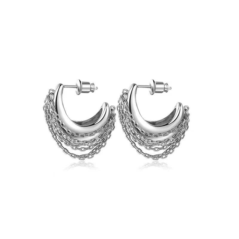 Womens Trudy Small Chain Hoop Earrings  |  Jewelry Accessories CRYSTL