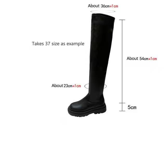 Womens Leona Over The Knee Leather Boots  |  Boots Boots BLACK